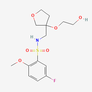 molecular formula C14H20FNO6S B2446861 5-fluoro-N-((3-(2-hydroxyethoxy)tetrahydrofuran-3-yl)methyl)-2-methoxybenzenesulfonamide CAS No. 2320885-46-7