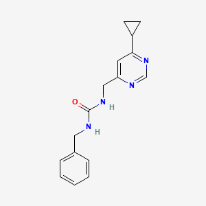 molecular formula C16H18N4O B2446863 1-Benzyl-3-((6-cyclopropylpyrimidin-4-yl)methyl)urea CAS No. 2176070-16-7