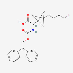 molecular formula C26H28FNO4 B2446865 2-(9H-Fluoren-9-ylmethoxycarbonylamino)-2-[3-(4-fluorobutyl)-1-bicyclo[1.1.1]pentanyl]acetic acid CAS No. 2287267-09-6