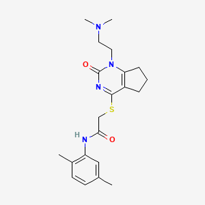 molecular formula C21H28N4O2S B2446867 2-((1-(2-(二甲氨基)乙基)-2-氧代-2,5,6,7-四氢-1H-环戊[d]嘧啶-4-基)硫代)-N-(2,5-二甲苯基)乙酰胺 CAS No. 946270-16-2