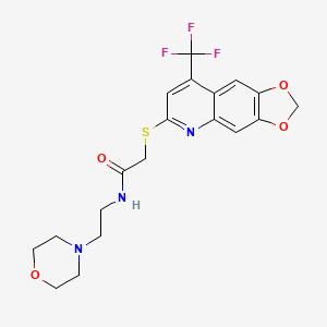 molecular formula C19H20F3N3O4S B2446870 N-(2-morpholin-4-ylethyl)-2-[[8-(trifluoromethyl)-[1,3]dioxolo[4,5-g]quinolin-6-yl]sulfanyl]acetamide CAS No. 852696-78-7