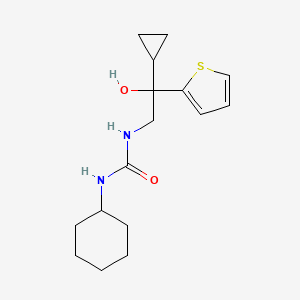 molecular formula C16H24N2O2S B2446877 1-Cyclohexyl-3-(2-cyclopropyl-2-hydroxy-2-(thiophen-2-yl)ethyl)urea CAS No. 1396674-78-4
