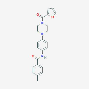 molecular formula C23H23N3O3 B244688 N-{4-[4-(2-furoyl)-1-piperazinyl]phenyl}-4-methylbenzamide 