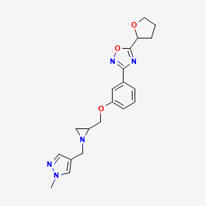 3-[3-[[1-[(1-Methylpyrazol-4-yl)methyl]aziridin-2-yl]methoxy]phenyl]-5-(oxolan-2-yl)-1,2,4-oxadiazole
