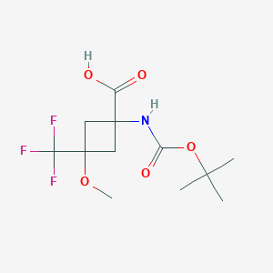 molecular formula C12H18F3NO5 B2446884 3-Methoxy-1-[(2-methylpropan-2-yl)oxycarbonylamino]-3-(trifluoromethyl)cyclobutane-1-carboxylic acid CAS No. 2418669-83-5