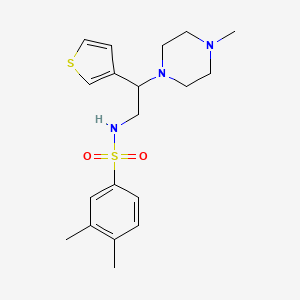molecular formula C19H27N3O2S2 B2446885 3,4-dimethyl-N-(2-(4-methylpiperazin-1-yl)-2-(thiophen-3-yl)ethyl)benzenesulfonamide CAS No. 946249-13-4