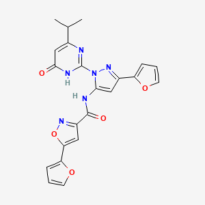 5-(furan-2-yl)-N-(3-(furan-2-yl)-1-(4-isopropyl-6-oxo-1,6-dihydropyrimidin-2-yl)-1H-pyrazol-5-yl)isoxazole-3-carboxamide