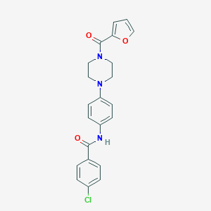 molecular formula C22H20ClN3O3 B244690 4-chloro-N-{4-[4-(2-furoyl)-1-piperazinyl]phenyl}benzamide 