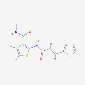 molecular formula C15H16N2O2S2 B2446907 (E)-N,4,5-trimethyl-2-(3-(thiophen-2-yl)acrylamido)thiophene-3-carboxamide CAS No. 896295-86-6