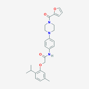 molecular formula C27H31N3O4 B244692 N-{4-[4-(2-furoyl)-1-piperazinyl]phenyl}-2-(2-isopropyl-5-methylphenoxy)acetamide 