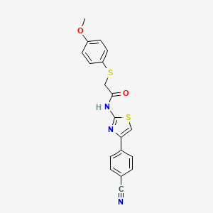 molecular formula C19H15N3O2S2 B2446925 N-(4-(4-cyanophenyl)thiazol-2-yl)-2-((4-methoxyphenyl)thio)acetamide CAS No. 922949-01-7