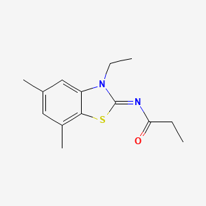 N-(3-ethyl-5,7-dimethyl-1,3-benzothiazol-2-ylidene)propanamide