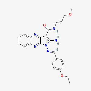 molecular formula C24H26N6O3 B2446939 (E)-2-氨基-1-((4-乙氧基亚苄基)氨基)-N-(3-甲氧基丙基)-1H-吡咯并[2,3-b]喹喔啉-3-甲酰胺 CAS No. 836645-43-3