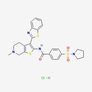 N-(3-(benzo[d]thiazol-2-yl)-6-methyl-4,5,6,7-tetrahydrothieno[2,3-c]pyridin-2-yl)-4-(pyrrolidin-1-ylsulfonyl)benzamide hydrochloride