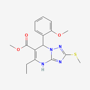 molecular formula C17H20N4O3S B2446953 Methyl 5-ethyl-7-(2-methoxyphenyl)-2-(methylthio)-4,7-dihydro-[1,2,4]triazolo[1,5-a]pyrimidine-6-carboxylate CAS No. 909574-36-3