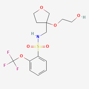 molecular formula C14H18F3NO6S B2446955 N-((3-(2-hydroxyethoxy)tetrahydrofuran-3-yl)methyl)-2-(trifluoromethoxy)benzenesulfonamide CAS No. 2320212-27-7
