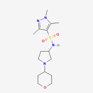 1,3,5-Trimethyl-N-[1-(oxan-4-yl)pyrrolidin-3-yl]pyrazole-4-sulfonamide