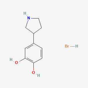 molecular formula C10H14BrNO2 B2446972 4-Pyrrolidin-3-ylbenzene-1,2-diol;hydrobromide CAS No. 38175-26-7
