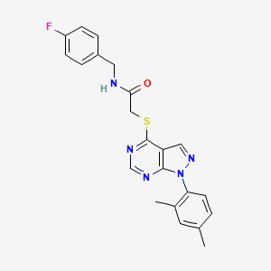molecular formula C22H20FN5OS B2446975 2-((1-(2,4-dimethylphenyl)-1H-pyrazolo[3,4-d]pyrimidin-4-yl)thio)-N-(4-fluorobenzyl)acetamide CAS No. 893928-02-4