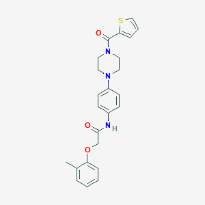 molecular formula C24H25N3O3S B244698 2-(2-methylphenoxy)-N-{4-[4-(2-thienylcarbonyl)-1-piperazinyl]phenyl}acetamide 