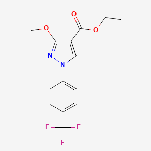 molecular formula C14H13F3N2O3 B2446981 Ethyl 3-methoxy-1-(4-(trifluoromethyl)phenyl)-1H-pyrazole-4-carboxylate CAS No. 1701434-08-3