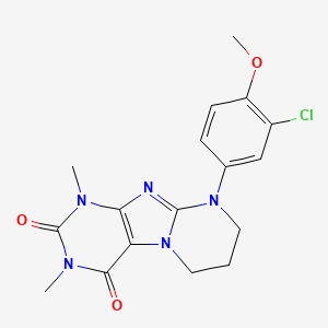 molecular formula C17H18ClN5O3 B2446982 9-(3-chloro-4-methoxyphenyl)-1,3-dimethyl-7,8-dihydro-6H-purino[7,8-a]pyrimidine-2,4-dione CAS No. 887695-14-9