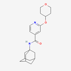 molecular formula C21H28N2O3 B2446984 N-((3s,5s,7s)-adamantan-1-yl)-2-((tetrahydro-2H-pyran-4-yl)oxy)isonicotinamide CAS No. 2034391-73-4