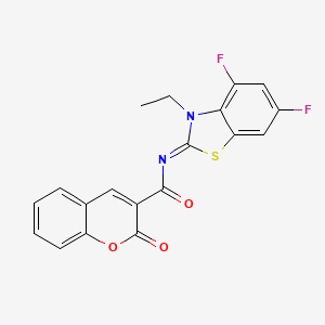 molecular formula C19H12F2N2O3S B2446993 N-(3-ethyl-4,6-difluoro-1,3-benzothiazol-2-ylidene)-2-oxochromene-3-carboxamide CAS No. 868375-15-9