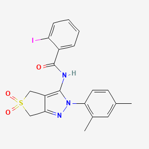 molecular formula C20H18IN3O3S B2446997 N-[2-(2,4-dimethylphenyl)-5,5-dioxo-4,6-dihydrothieno[3,4-c]pyrazol-3-yl]-2-iodobenzamide CAS No. 450339-47-6