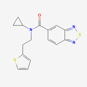 molecular formula C16H15N3OS2 B2446998 N-环丙基-N-(2-(噻吩-2-基)乙基)苯并[c][1,2,5]噻二唑-5-甲酰胺 CAS No. 1396853-70-5