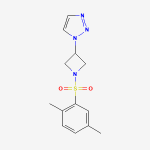 molecular formula C13H16N4O2S B2447001 1-(1-((2,5-dimethylphenyl)sulfonyl)azetidin-3-yl)-1H-1,2,3-triazole CAS No. 2034431-42-8