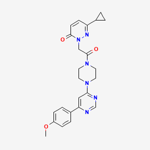 molecular formula C24H26N6O3 B2447020 6-cyclopropyl-2-(2-(4-(6-(4-methoxyphenyl)pyrimidin-4-yl)piperazin-1-yl)-2-oxoethyl)pyridazin-3(2H)-one CAS No. 2034268-26-1