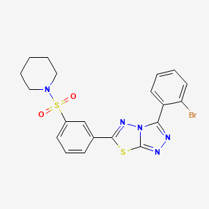 molecular formula C20H18BrN5O2S2 B2447021 3-(2-Bromophenyl)-6-(3-(piperidin-1-ylsulfonyl)phenyl)-[1,2,4]triazolo[3,4-b][1,3,4]thiadiazole CAS No. 899942-23-5