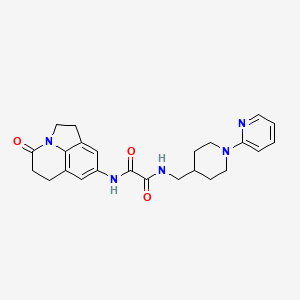molecular formula C24H27N5O3 B2447029 N1-(4-氧代-2,4,5,6-四氢-1H-吡咯并[3,2,1-ij]喹啉-8-基)-N2-((1-(吡啶-2-基)哌啶-4-基)甲基)草酰胺 CAS No. 1324548-50-6