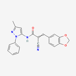 3-(2H-1,3-benzodioxol-5-yl)-2-cyano-N-(3-methyl-1-phenyl-1H-pyrazol-5-yl)prop-2-enamide