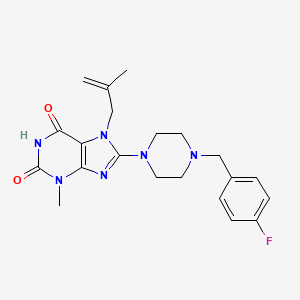 molecular formula C21H25FN6O2 B2447045 8-(4-(4-fluorobenzyl)piperazin-1-yl)-3-methyl-7-(2-methylallyl)-1H-purine-2,6(3H,7H)-dione CAS No. 878430-60-5