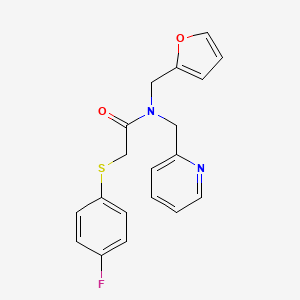 molecular formula C19H17FN2O2S B2447046 2-((4-fluorophenyl)thio)-N-(furan-2-ylmethyl)-N-(pyridin-2-ylmethyl)acetamide CAS No. 1286727-08-9