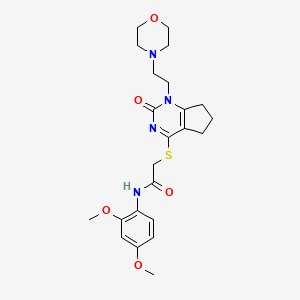 molecular formula C23H30N4O5S B2447051 N-(2,4-dimethoxyphenyl)-2-((1-(2-morpholinoethyl)-2-oxo-2,5,6,7-tetrahydro-1H-cyclopenta[d]pyrimidin-4-yl)thio)acetamide CAS No. 898450-81-2
