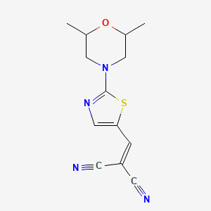 molecular formula C13H14N4OS B2447055 2-{[2-(2,6-Dimethylmorpholino)-1,3-thiazol-5-yl]methylene}malononitrile CAS No. 477855-03-1