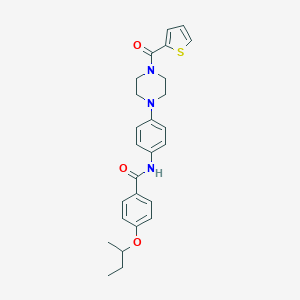 molecular formula C26H29N3O3S B244706 4-(butan-2-yloxy)-N-{4-[4-(thiophen-2-ylcarbonyl)piperazin-1-yl]phenyl}benzamide 