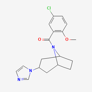 molecular formula C18H20ClN3O2 B2447060 ((1R,5S)-3-(1H-imidazol-1-yl)-8-azabicyclo[3.2.1]octan-8-yl)(5-chloro-2-methoxyphenyl)methanone CAS No. 2309571-04-6