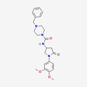 molecular formula C24H30N4O4 B2447061 4-benzyl-N-[1-(3,4-dimethoxyphenyl)-5-oxopyrrolidin-3-yl]piperazine-1-carboxamide CAS No. 894044-66-7