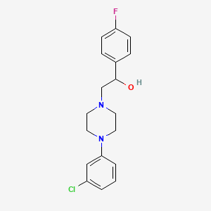 molecular formula C18H20ClFN2O B2447062 2-[4-(3-Chlorophenyl)piperazino]-1-(4-fluorophenyl)-1-ethanol CAS No. 400075-53-8