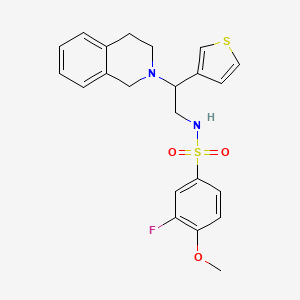 molecular formula C22H23FN2O3S2 B2447065 N-(2-(3,4-dihydroisoquinolin-2(1H)-yl)-2-(thiophen-3-yl)ethyl)-3-fluoro-4-methoxybenzenesulfonamide CAS No. 954672-18-5