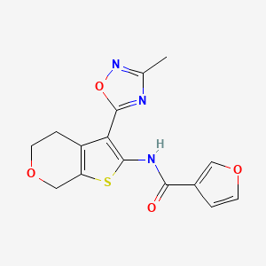 molecular formula C15H13N3O4S B2447071 N-(3-(3-methyl-1,2,4-oxadiazol-5-yl)-5,7-dihydro-4H-thieno[2,3-c]pyran-2-yl)furan-3-carboxamide CAS No. 2034542-53-3
