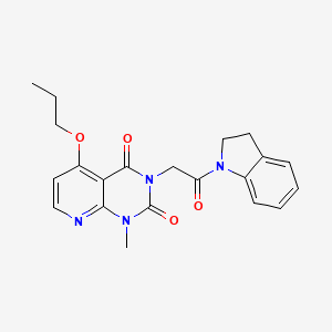 molecular formula C21H22N4O4 B2447075 3-(2-(indolin-1-yl)-2-oxoethyl)-1-methyl-5-propoxypyrido[2,3-d]pyrimidine-2,4(1H,3H)-dione CAS No. 921497-77-0