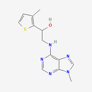 molecular formula C13H15N5OS B2447076 2-[(9-Methylpurin-6-yl)amino]-1-(3-methylthiophen-2-yl)ethanol CAS No. 2379987-94-5