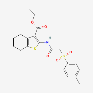 molecular formula C20H23NO5S2 B2447099 Ethyl 2-(2-tosylacetamido)-4,5,6,7-tetrahydrobenzo[b]thiophene-3-carboxylate CAS No. 824977-22-2