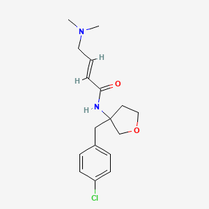 molecular formula C17H23ClN2O2 B2447102 (E)-N-[3-[(4-Chlorophenyl)methyl]oxolan-3-yl]-4-(dimethylamino)but-2-enamide CAS No. 2411333-31-6