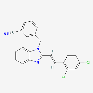 molecular formula C23H15Cl2N3 B2447104 3-((2-(2,4-Dichlorostyryl)-1H-1,3-benzimidazole-1-yl)methyl)benzenecarbonitrile CAS No. 321433-19-6
